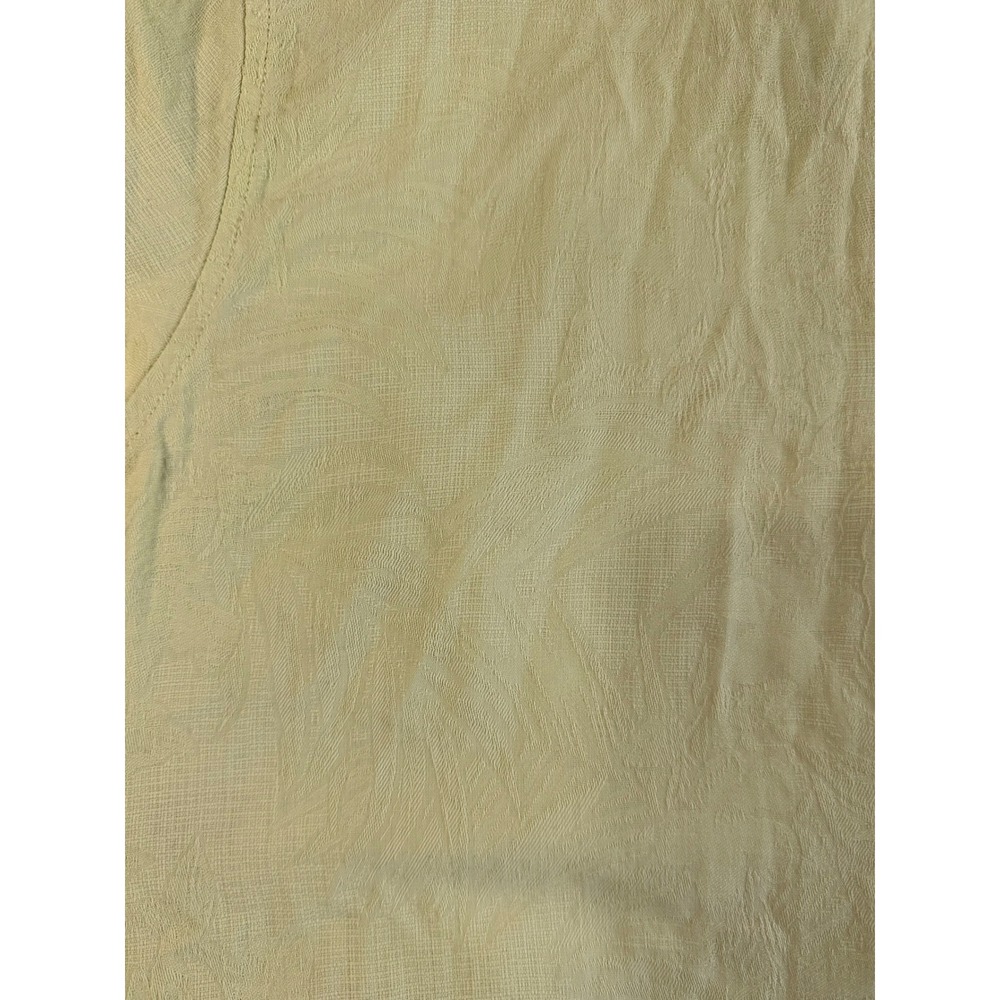 Tommy Bahama Mens XL Yellow 100% Silk Short Sleeve Palm Jacquard Camp Shirt - Picture 8 of 9